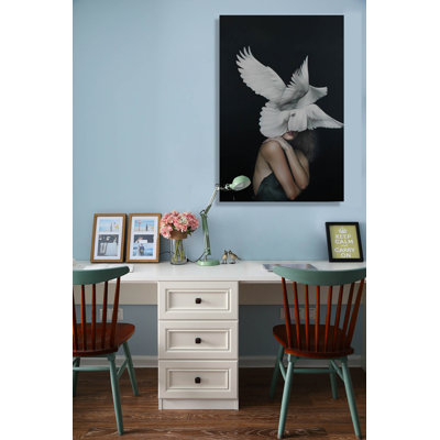 Mercer41 Koidula Naked Sexy Lady With Feather Wing On Canvas Painting
